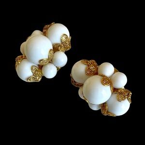 Vintage Joan Rivers Classics Collection Sophisticated White Omega Earrings